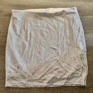 Audrey 3 +1 Mini Skirt Sparkle Beige Gold Silver Size Large